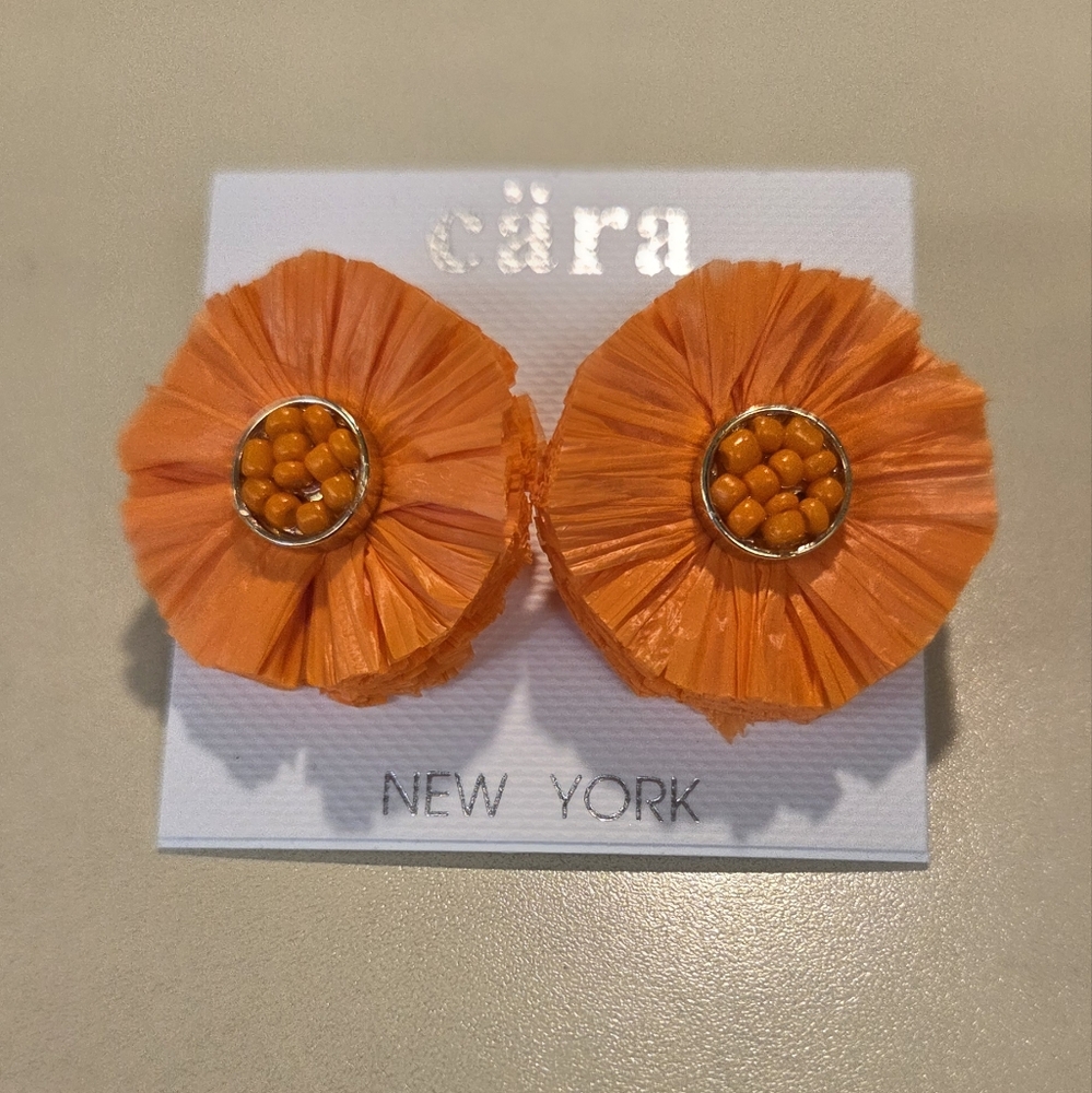 Cara New York Orange Floral Earrings